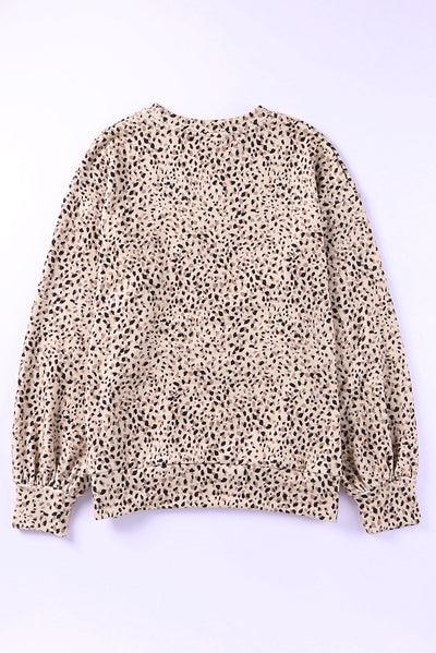 Leopard Boyfriend Crew Neck Leopard Sweatshirt-Tops-MomFashion