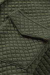 Green Retro Quilted Flap Pocket Button Shacket-Outerwear-MomFashion