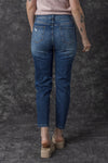 Blue Distressed Button Fly High Waist Skinny Jeans-Bottoms-MomFashion