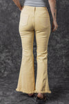 Khaki Raw Edge Mid Waist Flared Jeans-Bottoms-MomFashion