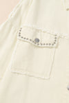 White Frayed Exposed Seam Denim Jacket-Outerwear-MomFashion