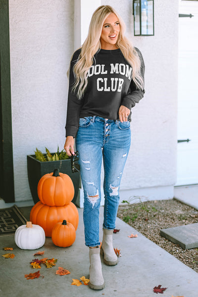 Gray COOL MOMS CLUB Drop Shoulder Sweatshirt-Tops-MomFashion