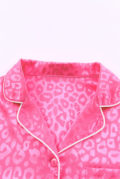 Rose 2pcs Leopard Satin Long Sleeve Pajamas Set-Loungewear-MomFashion