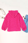 Rose Bubble Textured Waffle Hoodie-Tops-MomFashion