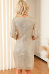 Apricot Knot Pack Hip Sequin Dress-Dresses-MomFashion