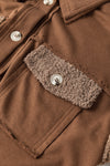 Chestnut Exposed Seam Elbow Patch Oversized Shacket-Outerwear-MomFashion