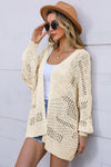 Apricot Casual Hollowed Knit Dolman Sleeve Cardigan-Tops-MomFashion