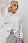 Gray Slouchy Heather Rib Knit Long Sleeve Henley Top-Tops-MomFashion