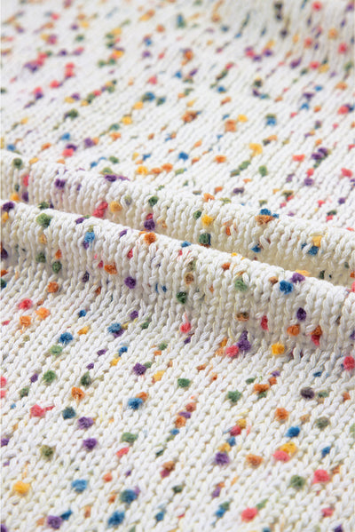 White Rainbow Popcorn Speckles Open Front Cardigan-Tops-MomFashion