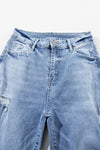 Light Blue High Rise Distressed Straight Leg Jeans-Bottoms-MomFashion