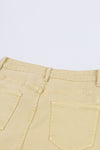 Khaki Raw Edge Mid Waist Flared Jeans-Bottoms-MomFashion