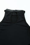 Black High Neck Sleeveless Diamante Bodysuit-Tops-MomFashion