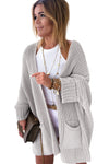 Gray Oversized Fold Over Sleeve Sweater Cardigan-Tops-MomFashion