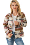 Multicolor Aztec Print Button Up Long Sleeve Jacket-Outerwear-MomFashion