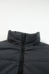 Black Zip Up Drawstring Hem Puffer Coat-Outerwear-MomFashion