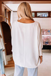 White Smocked Wrist Shift Top-Tops-MomFashion