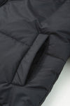 Black Zip Up Drawstring Hem Puffer Coat-Outerwear-MomFashion