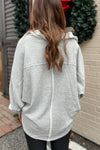 Gray Exposed Seam Double Chest Pocket Sweatshirt-Tops-MomFashion