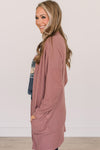 Mineral Red Solid Color Waffle Knit Cardigan with Pocket-Sweaters & Cardigans/Cardigans-MomFashion