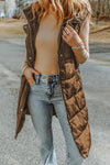 Chestnut Hooded Long Quilted Vest Coat-Outerwear-MomFashion