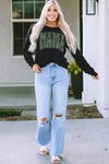 Black Mama Varsity Crew Neck Sweatshirt-Tops-MomFashion