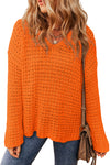 Carrot Hollow-out Crochet V Neck Sweater-Tops-MomFashion