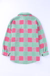 Pink Plaid Pattern Oversized Shacket-Outerwear-MomFashion