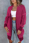 Rose Plaid Knitted Long Open Front Cardigan-Tops-MomFashion