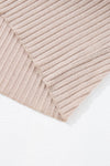 Beige Lettuce Cuffs Drop Shoulder Loose Ribbed Knit Top-Tops-MomFashion