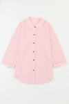 Pink Roll Tab Sleeve Ribbed Cording Shacket-Outerwear-MomFashion