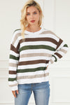 Stripe Crochet Hollow out Knit Sweater-Tops-MomFashion