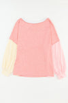 Striped Color Block Splicing Long Sleeve T Shirt-Tops-MomFashion