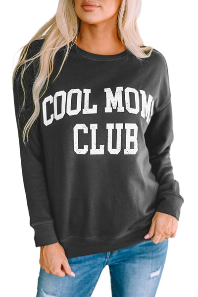 Gray COOL MOMS CLUB Drop Shoulder Sweatshirt-Tops-MomFashion