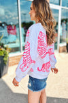 Bright White Pink Animal Print Pullover Sweatshirt-Tops-MomFashion