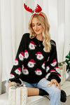 Black Christmas Santa Claus Pullover Sweater-Tops-MomFashion