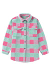 Pink Plaid Pattern Oversized Shacket-Outerwear-MomFashion