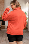 Orange O-ring Zipper Pocketed Plus Size Sweatshirt-Plus Size-MomFashion