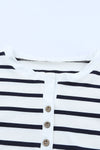 Long Sleeve Stripe Button Henley Top-Tops-MomFashion