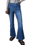 Blue Elastic High Waist Flare Jeans-Bottoms-MomFashion