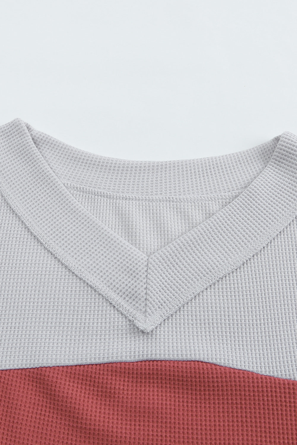 Fiery Red Wild Leopard Contrast Sleeve Colorblock Waffle Knit Top-Tops-MomFashion