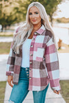 Plaid Color Block Buttoned Long Sleeve Jacket with Pocket-Outerwear-MomFashion