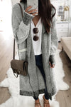 Gray Textured Knit Pocketed Duster Cardigan-Tops-MomFashion