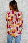 Multicolor Abstract Printed Long Sleeve Blouse-Tops-MomFashion