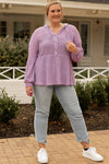 Plus Size Hooded Waffle Knit Top-Plus Size-MomFashion