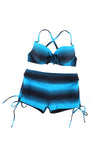 Blue Black Ombre Shading Push Up Bikini and Boardshort-Swimwear-MomFashion