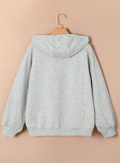 Gray Active Patchwork Detail Warm Winter Hoodie-Tops-MomFashion