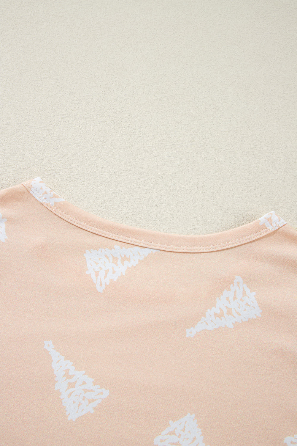 Apricot Christmas Tree Print Loose Fit Two Piece Pajama Set-Loungewear & Sleepwear/Loungewear-MomFashion