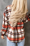 Orange Chest Pockets Flannel Plaid Shacket-Outerwear-MomFashion