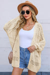 Apricot Casual Hollowed Knit Dolman Sleeve Cardigan-Tops-MomFashion