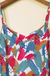 Multicolor Abstract Print Spaghetti Straps Maxi Dress-Dresses-MomFashion